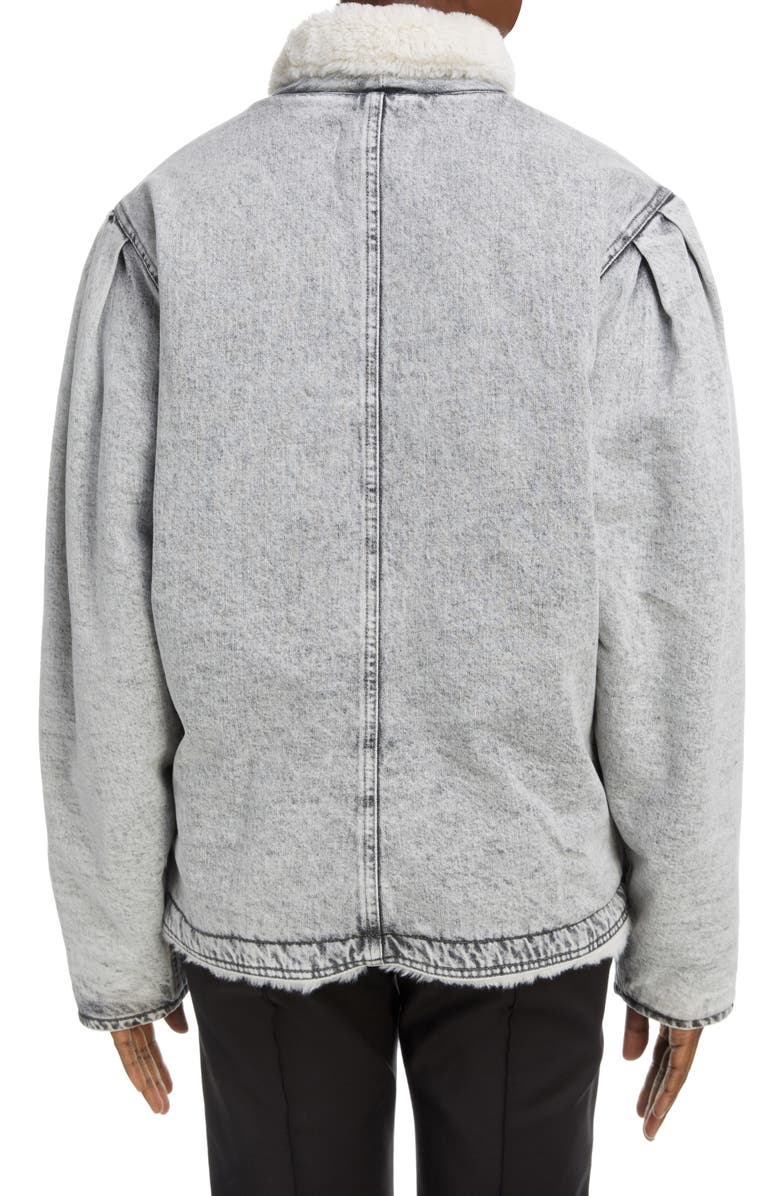 Isabel Marant Dipauline Oversize Faux Shearling Denim Jacket, Alternate, color, 