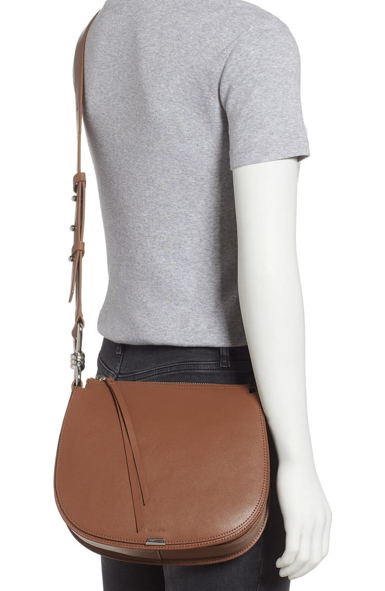 AllSaints Captain Round Leather Crossbody Bag, Alternate, color,