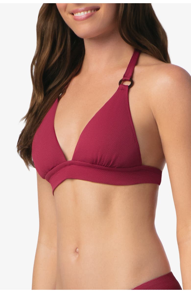 HELEN JON Tortoise Ring Banded Halter Top, Alternate, color, Merlot Cora Texture