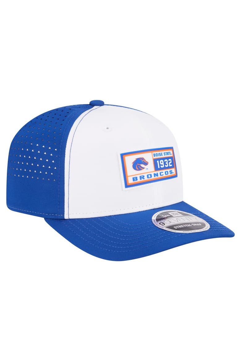 Men's New Era White/Royal Boise State Broncos Perforated Patched 9SEVENTY Adjustable Hat, Alternate, color, White