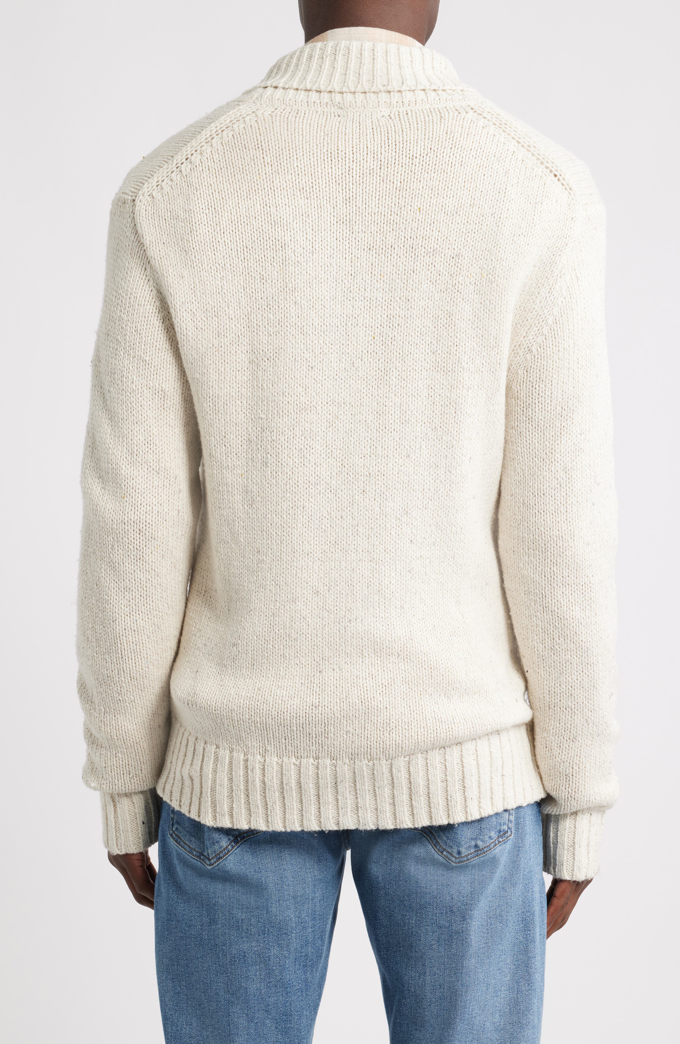 Cordon Shawl Collar Cotton Blend Cardigan - image 2