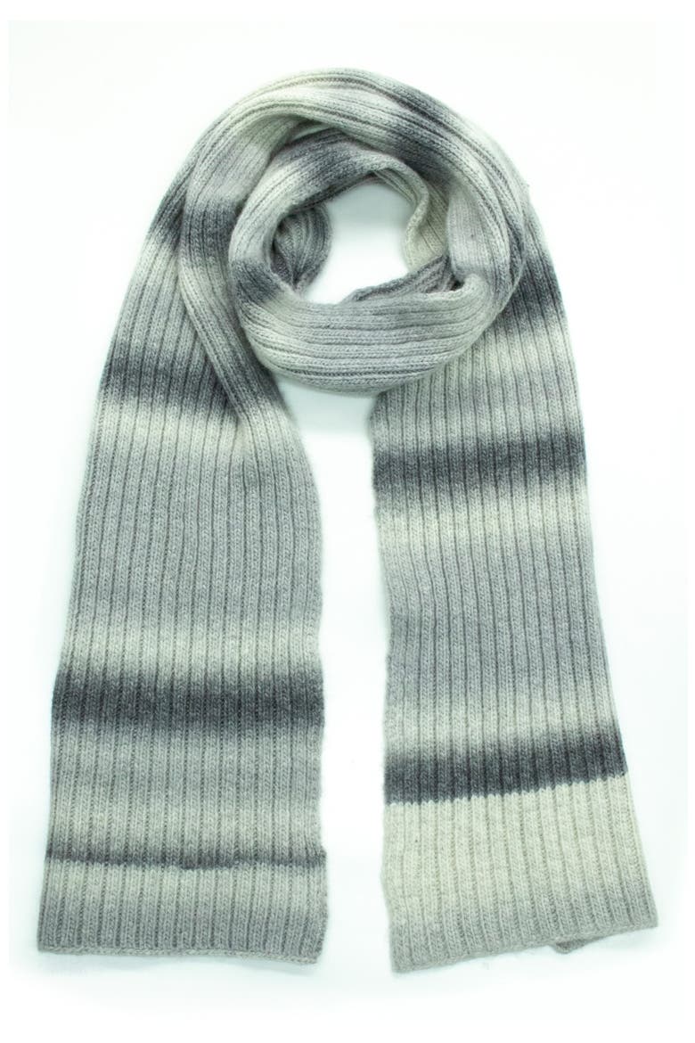 Ombré Stripe Merino Wool Blend Scarf, Main, color, GREY MULTI