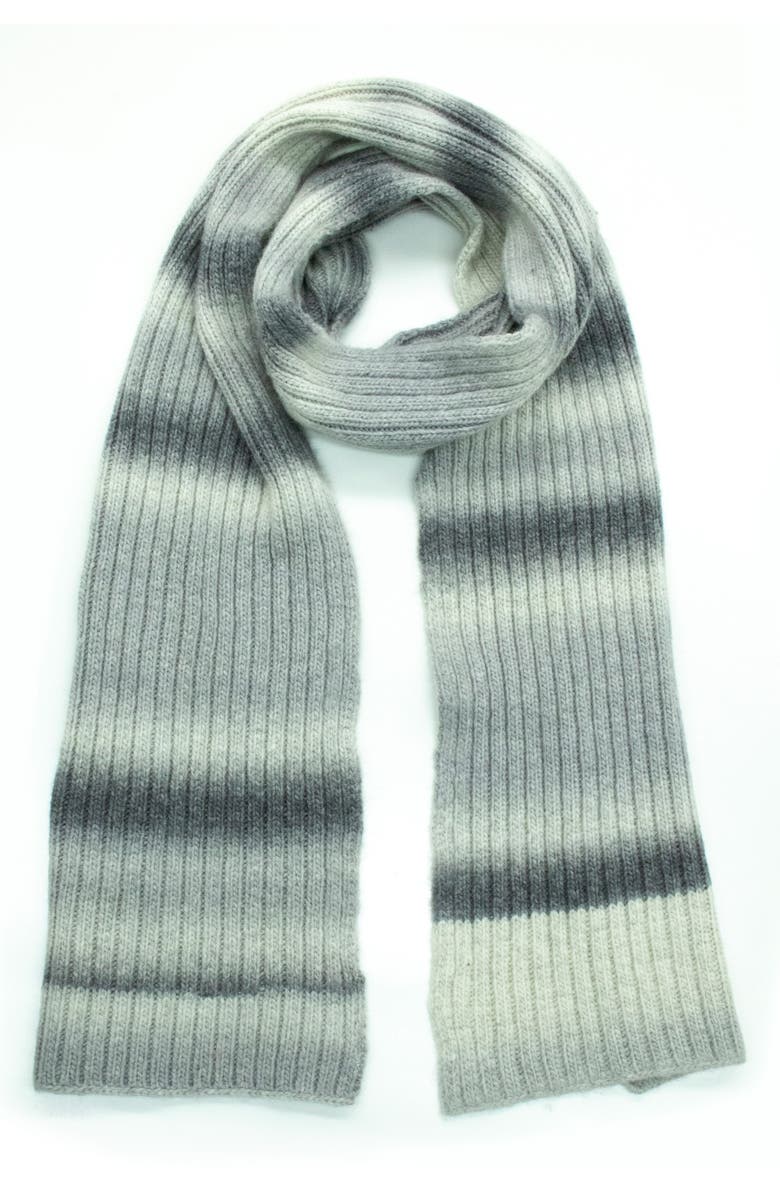 Portolano Ombré Stripe Merino Wool Blend Scarf, Main, color, Grey Multi