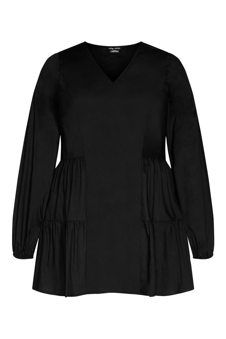 Alexia Long Sleeve Tiered Dress, Alternate, color, BLACK