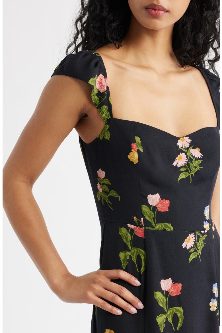 Bryson Floral Midi Dress, Alternate, color, NIGHT BLOOM