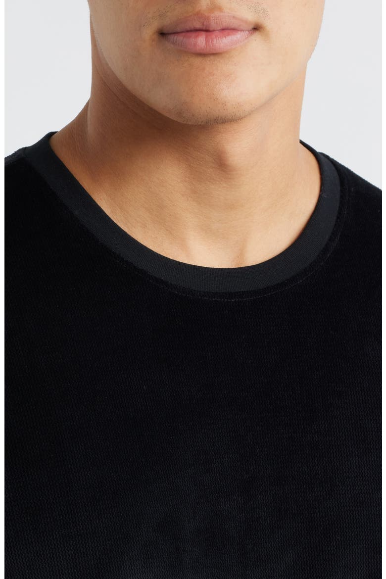 Velour Jacquard Long Sleeve Pajama Top, Alternate, color, BLACK