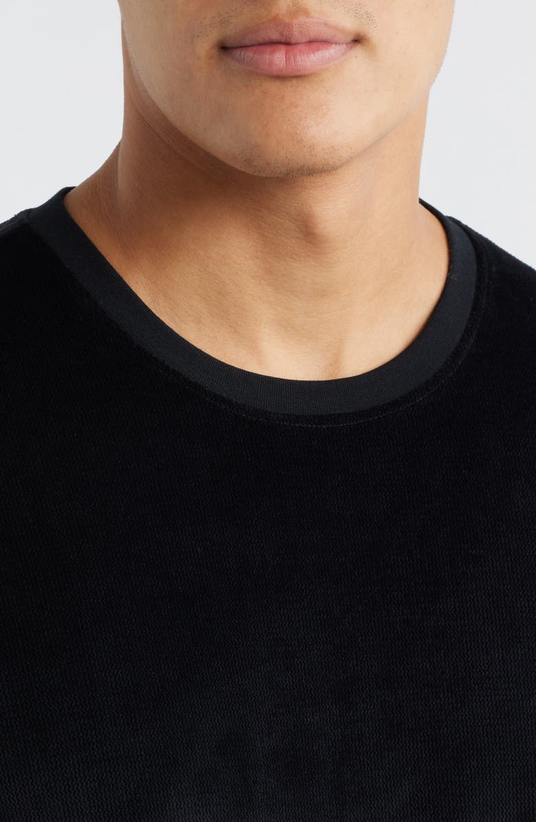 Daniel Buchler Velour Jacquard Long Sleeve Pajama Top, Alternate, color, Black