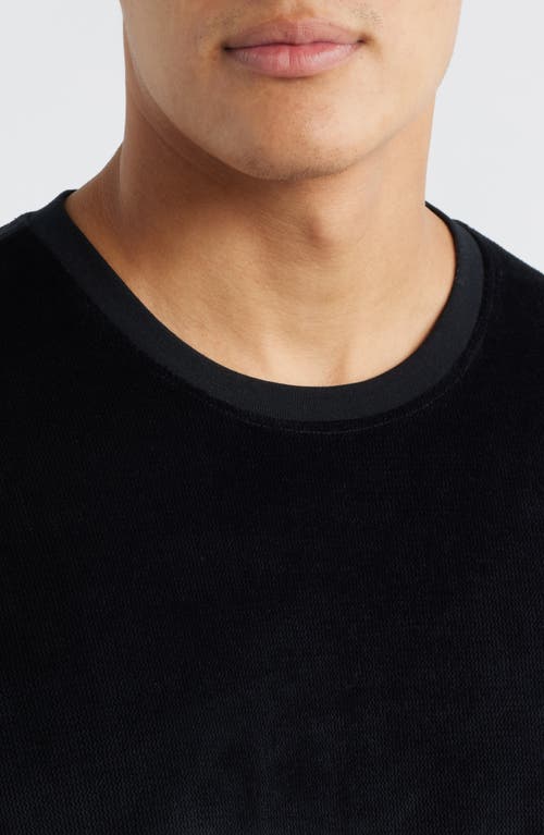 Daniel Buchler Velour Jacquard Long Sleeve Pajama Top In Black