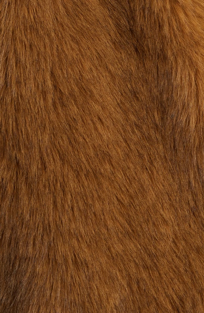 Open Edit Faux Fur Coat, Alternate, color, Brown Chestnut