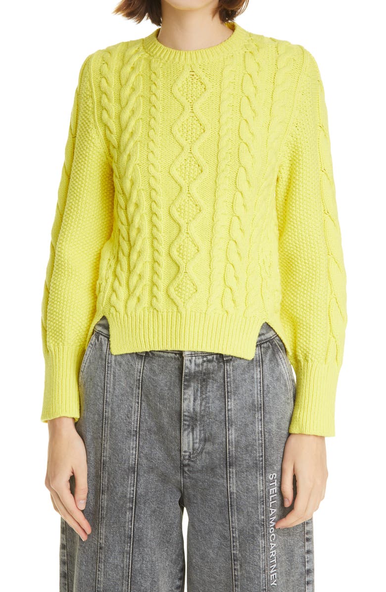 Stella McCartney Aran Organic Cotton Blend Crop Sweater, Main, color,