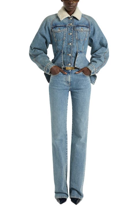 Faded Denim Peplum Jacket