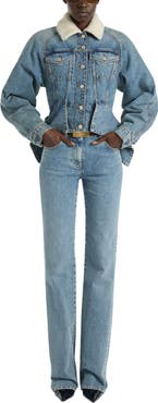 Balmain Faded Denim Peplum Jacket