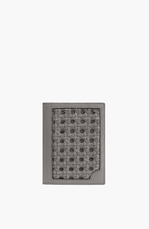 Double Calfskin Paglia di Vienna Weave Passport Holder