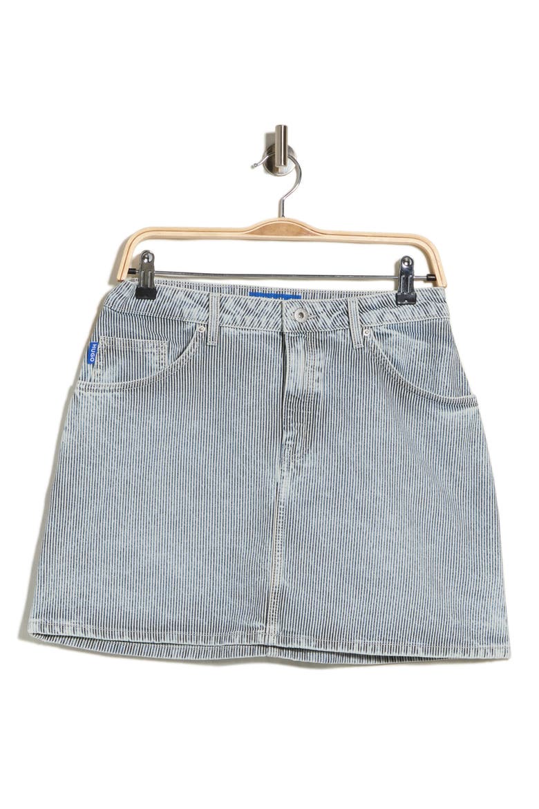 Striped Denim Miniskirt, Main, color, BRIGHT BLUE