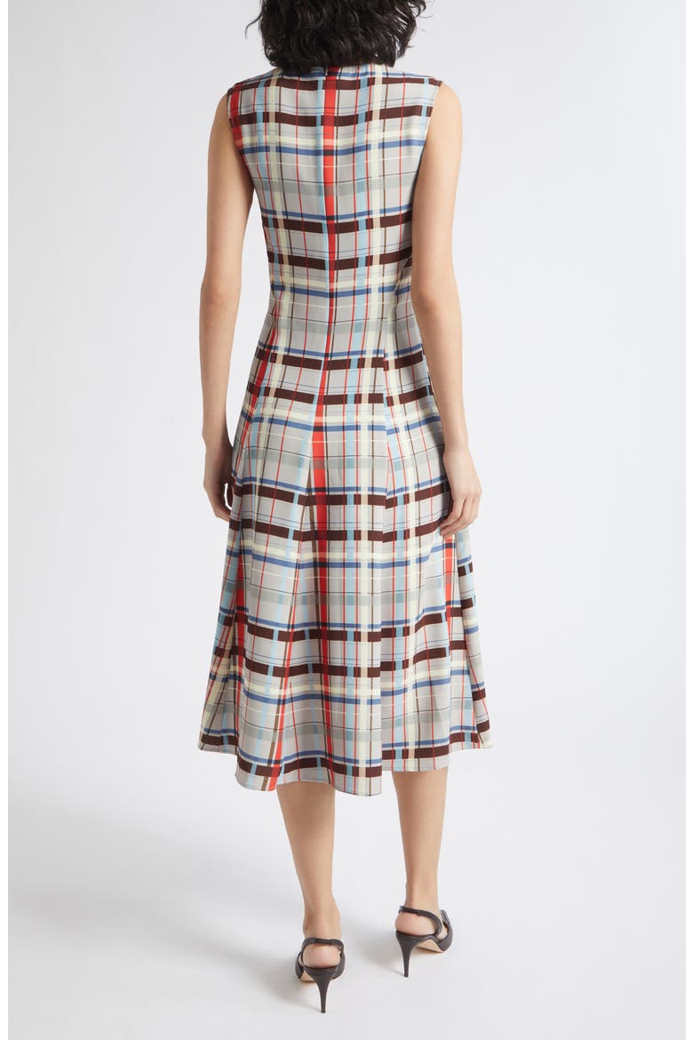 Gathered Midi Dress, Alternate, color, SCARLET GRID