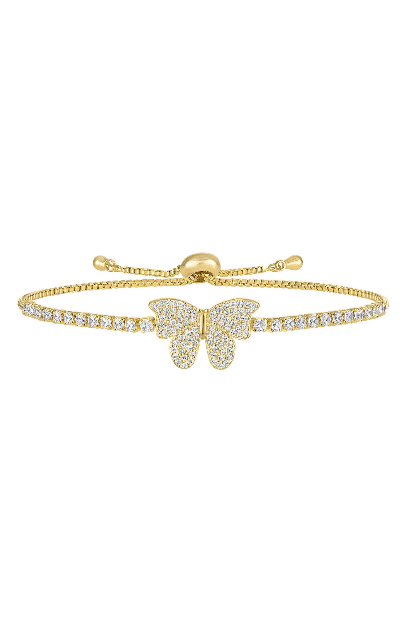 Fzn Pavé Cubic Zirconia Butterfly Slide Bracelet In Yellow