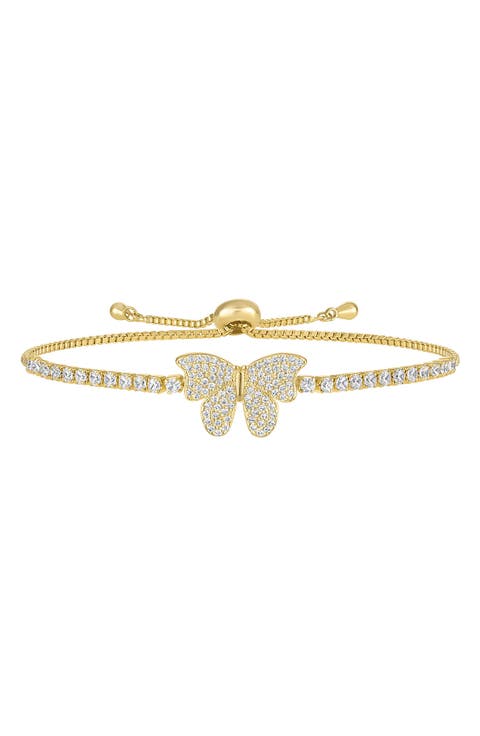 Pavé Cubic Zirconia Butterfly Slide Bracelet
