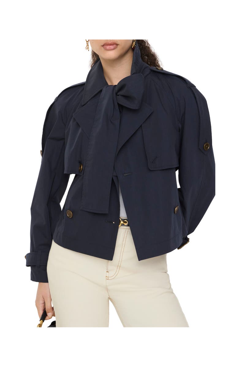 Burberry Short Canvas Trerose Trench Coat, Alternate, color, Silhouette Blue