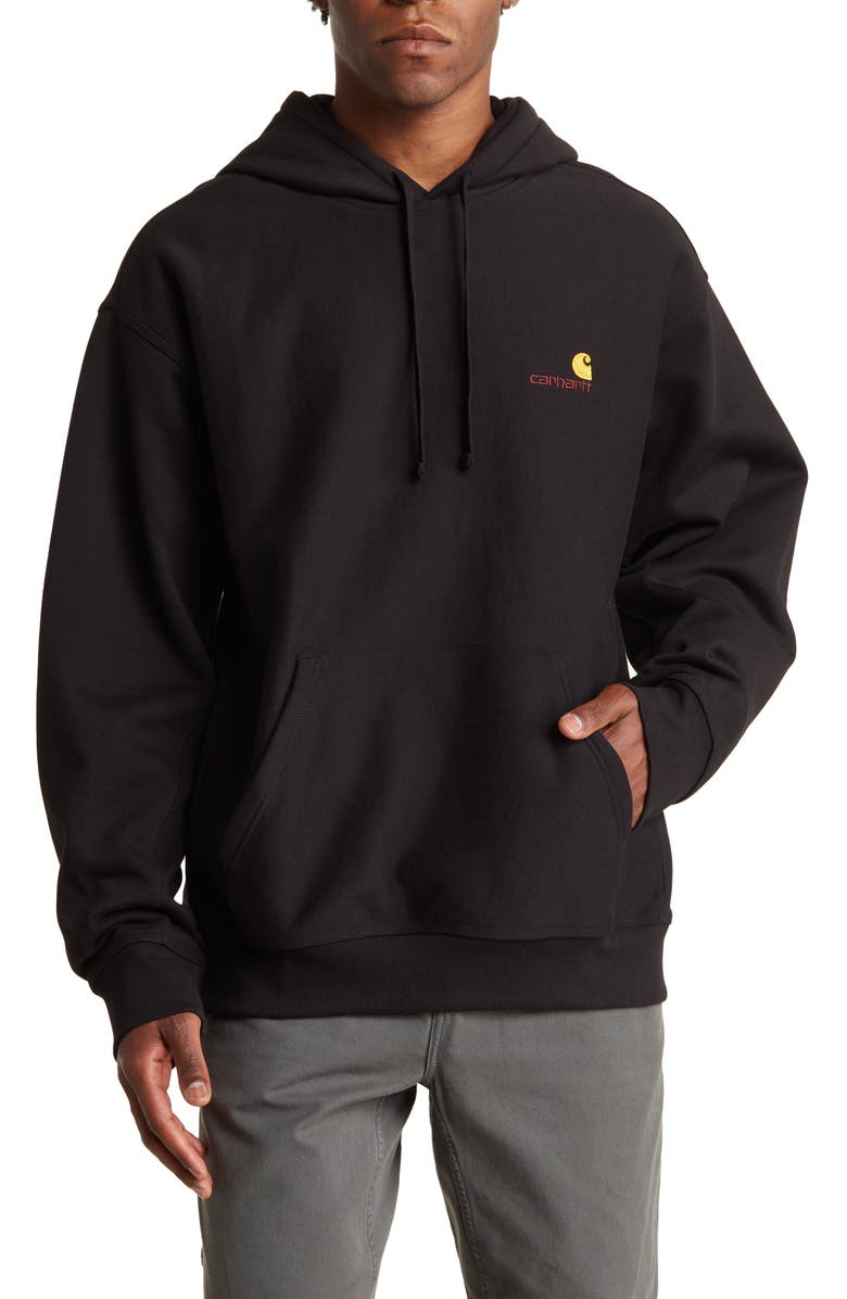 Carhartt Work In Progress Logo Hoodie, Main, color, Black
