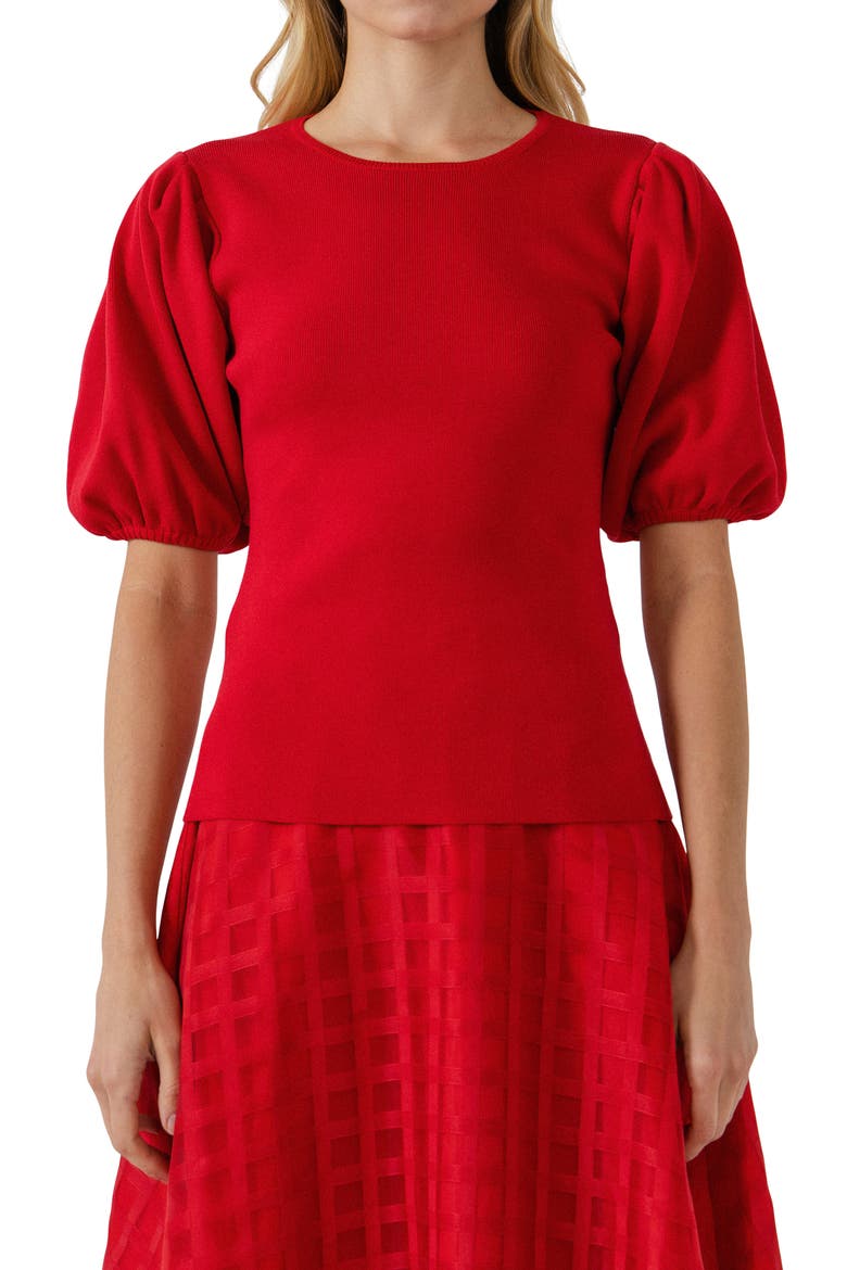 Short Sleeve Sweater Top, Main, color, RED