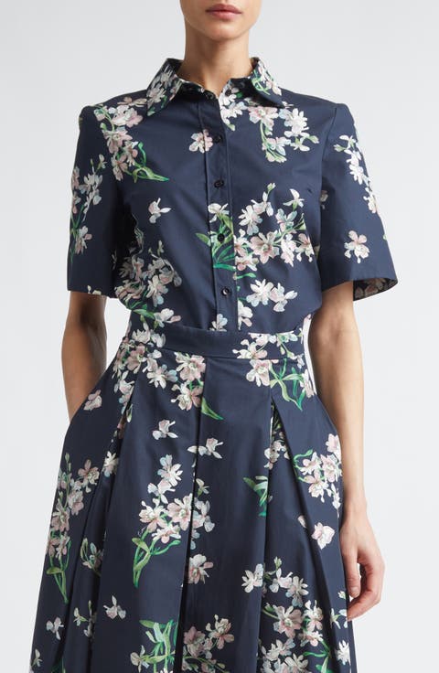Floral Organic Cotton Poplin Button-Up Shirt
