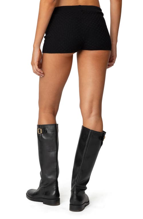 Shop Edikted Amalie Low Rise Textured Knit Micro Shorts In Black