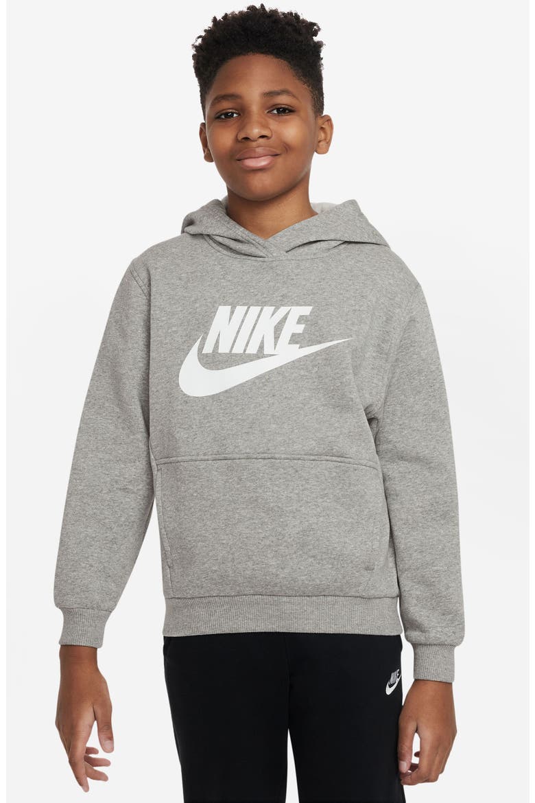 Kids' Sportswear Club Fleece Hoodie, Main, color, 063 D GR H/WHITE
