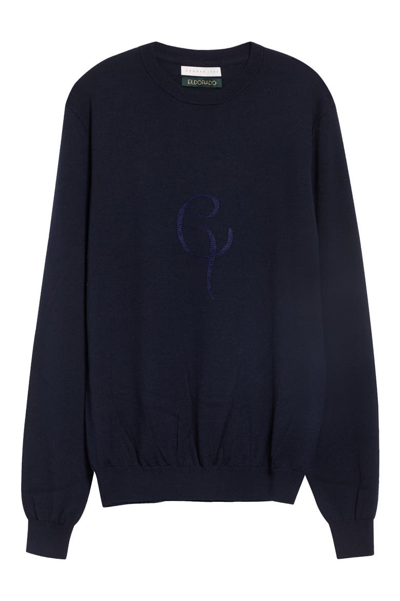 Insignia Crewneck Merino Wool Sweater, Alternate, color, NAVY