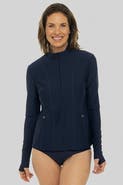 Coolibar Women's Fitted Swim Jacket with Full Zip - UPF 50+ Sun Protection - Malawi