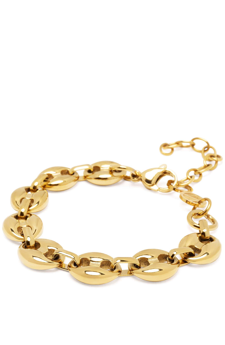 Nialaya Gold Mariner Link Bracelet, Main, color, Gold