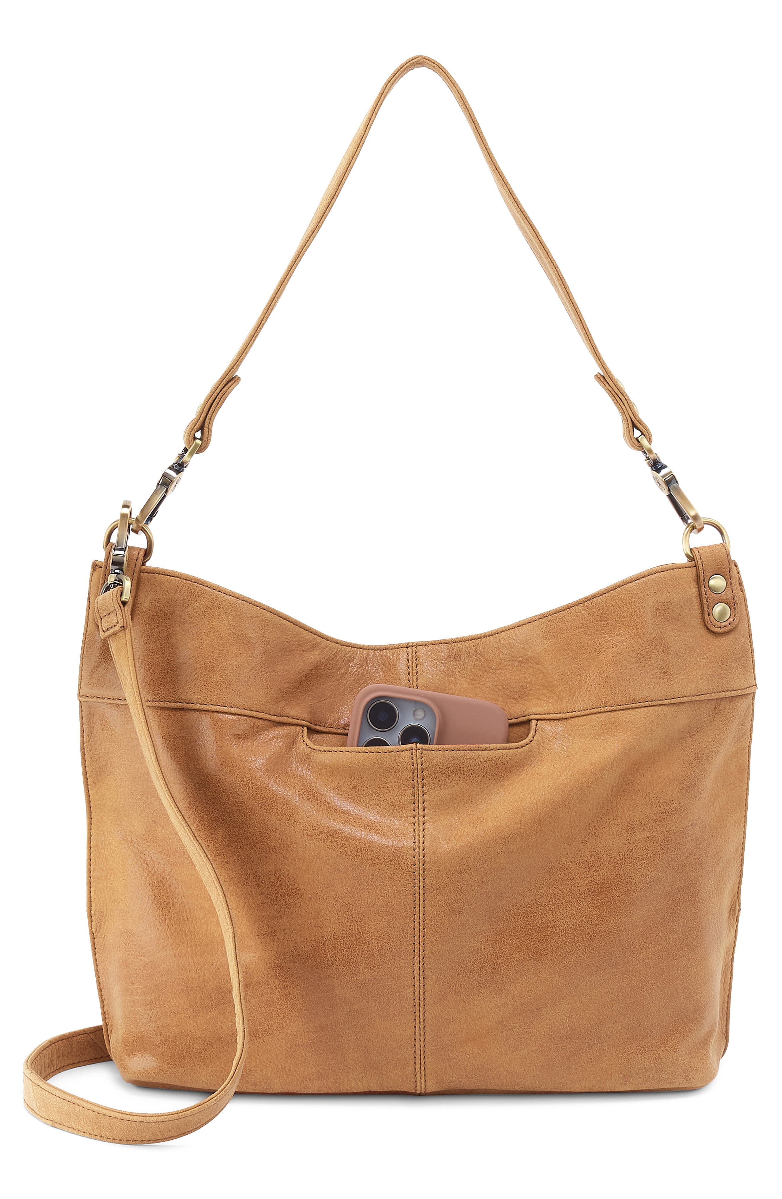 HOBO Pier Leather Shoulder Bag, Alternate, color, Whiskey