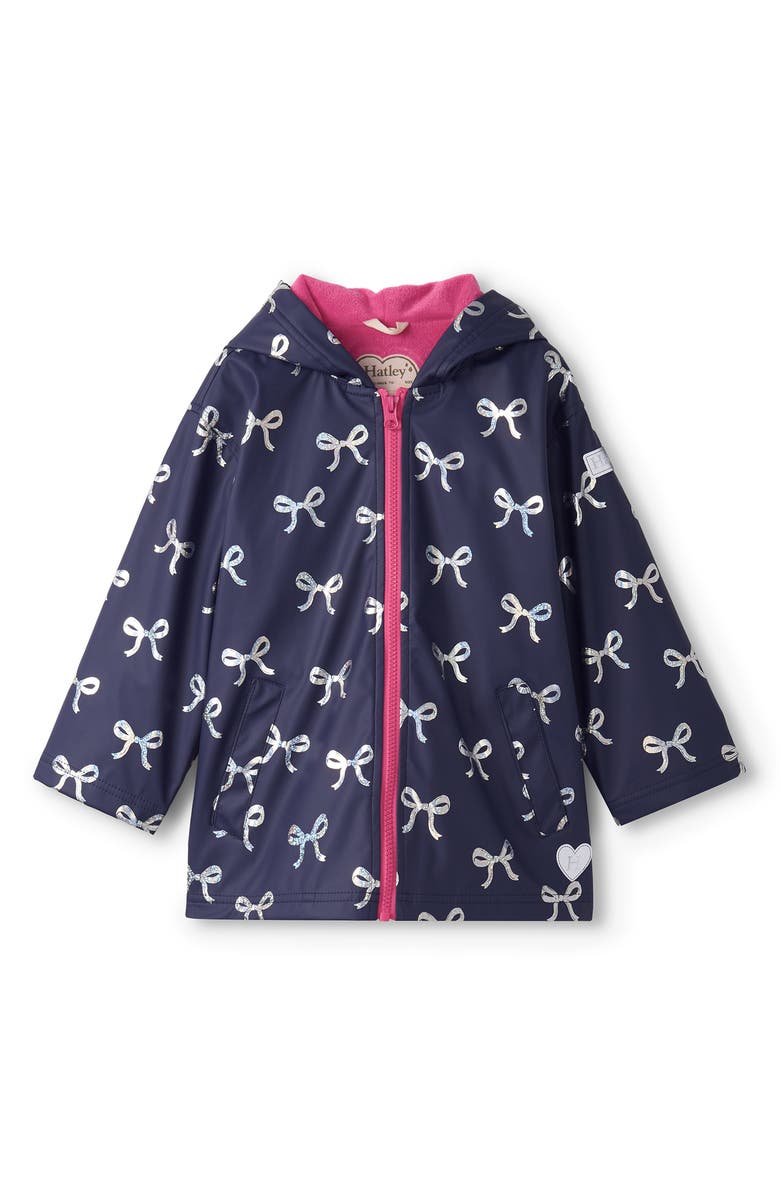 Hatley Kids' Foil Bows Rain Jacket, Main, color, Patriot Blue