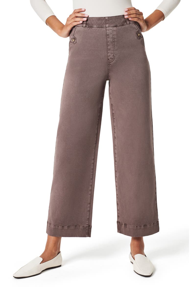Stretch Twill Wide Leg Crop Pants, Main, color, SMOKE