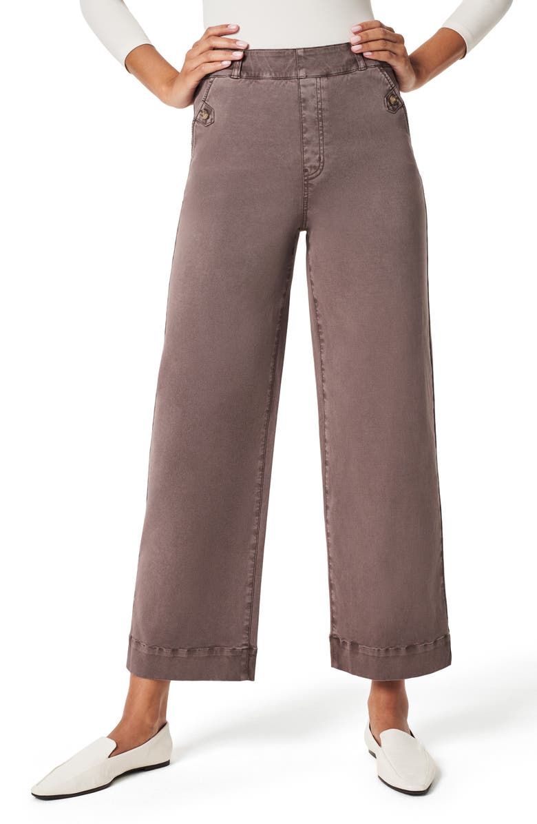 SPANX<sup>®</sup> Stretch Twill Wide Leg Crop Pants, Main, color,