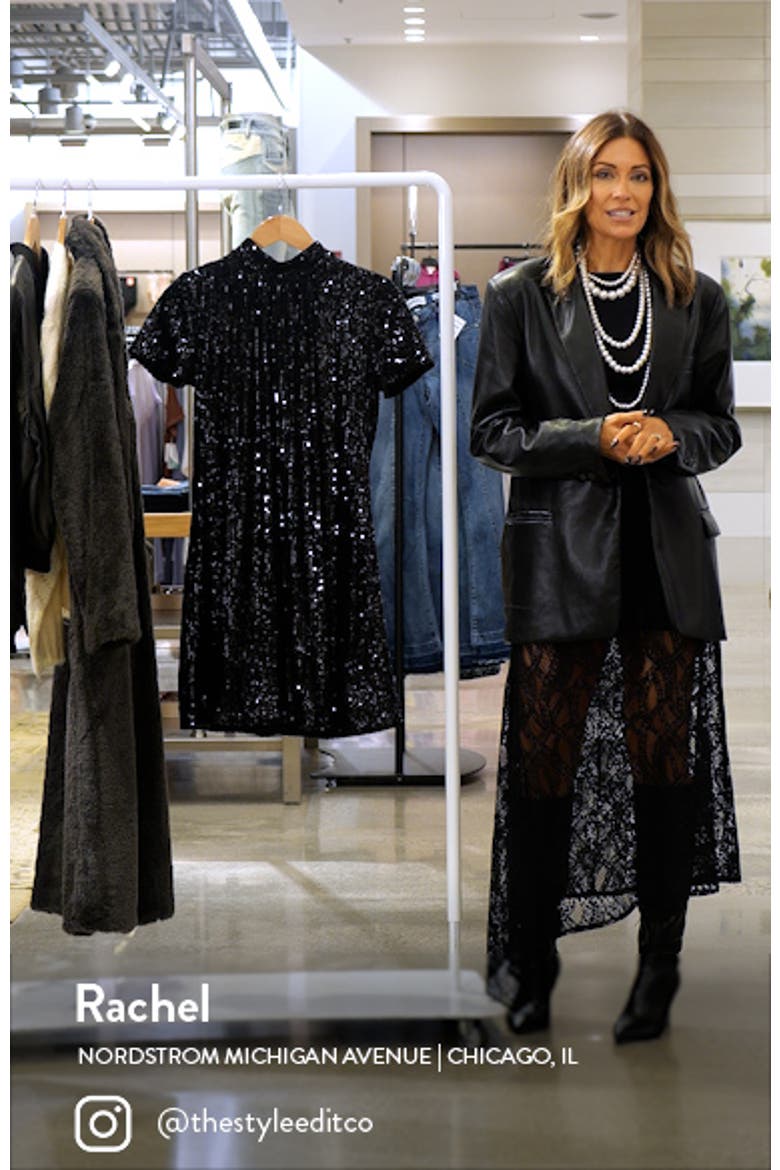 Mock Neck Sequin Shift Minidress video