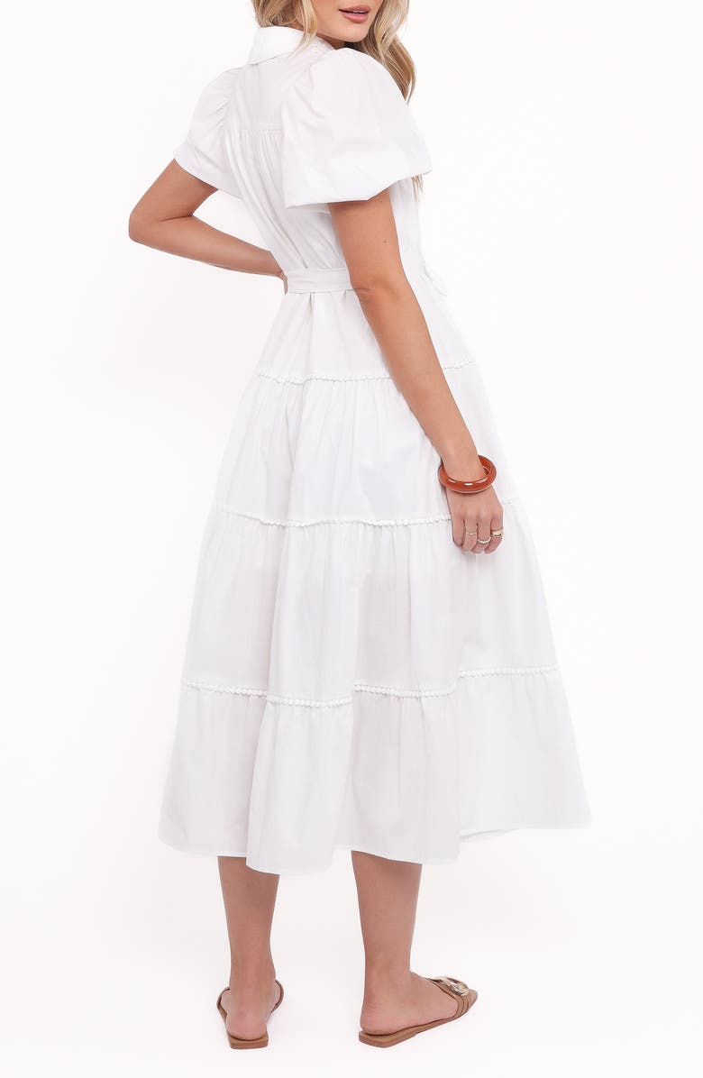 Petal & Pup Louella Tie Waist Tiered Maxi Dress, Alternate, color, White