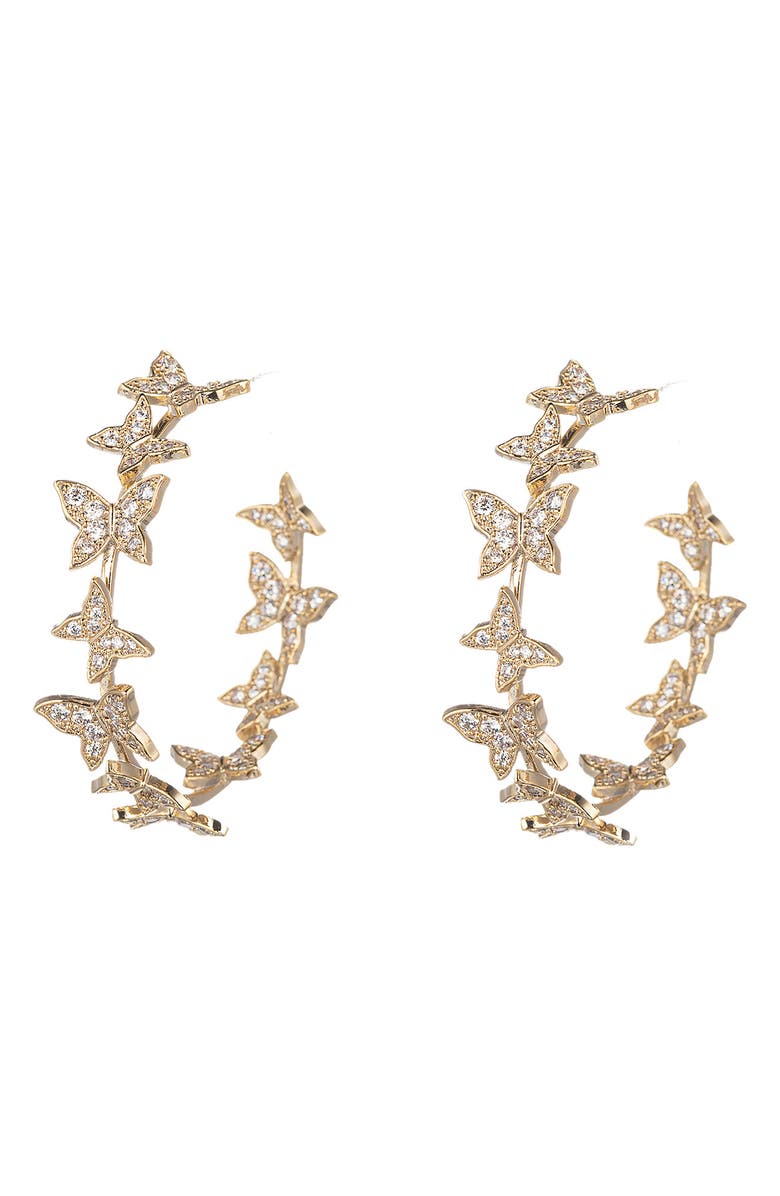 EYE CANDY LOS ANGELES Mini Butterfly CZ Hoop Earrings, Main, color, Gold