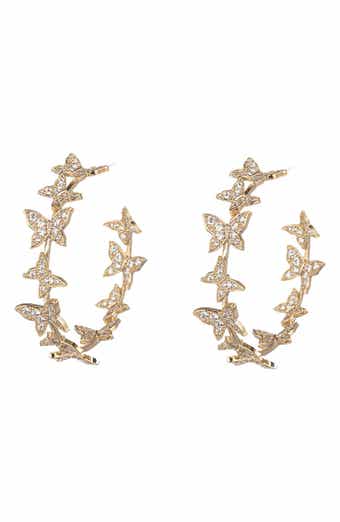 Mini Butterfly CZ Hoop Earrings