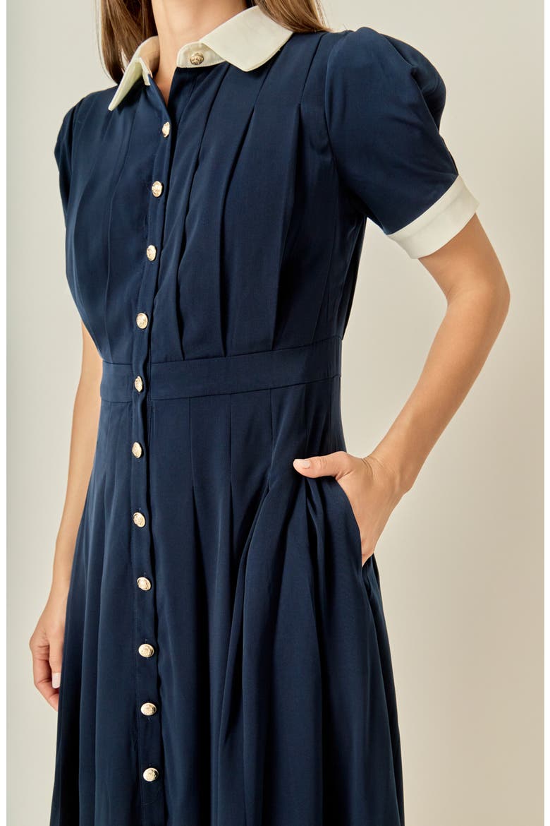 Short Sleeve Pleated Midi Shirtdress (Women) | Nordstromrack