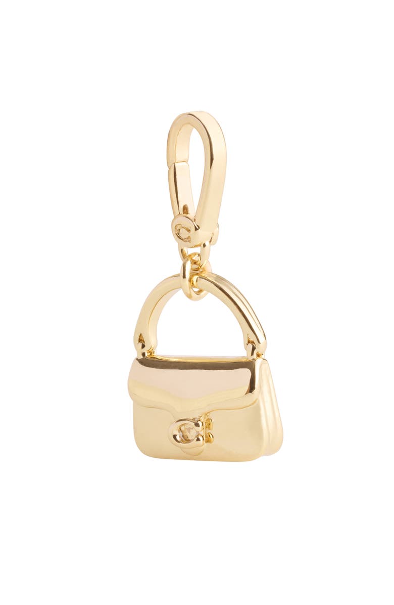 COACH Logo Handbag Charm, Alternate, color, Shiny Gold