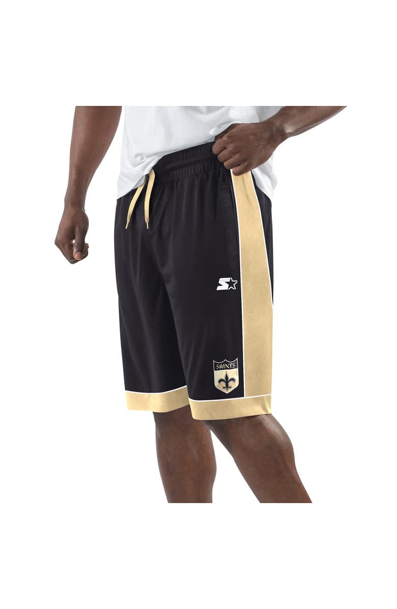 STARTER Men's Starter Black New Orleans Saints Vintage Logo Fan Favorite Shorts, Alternate, color, Black