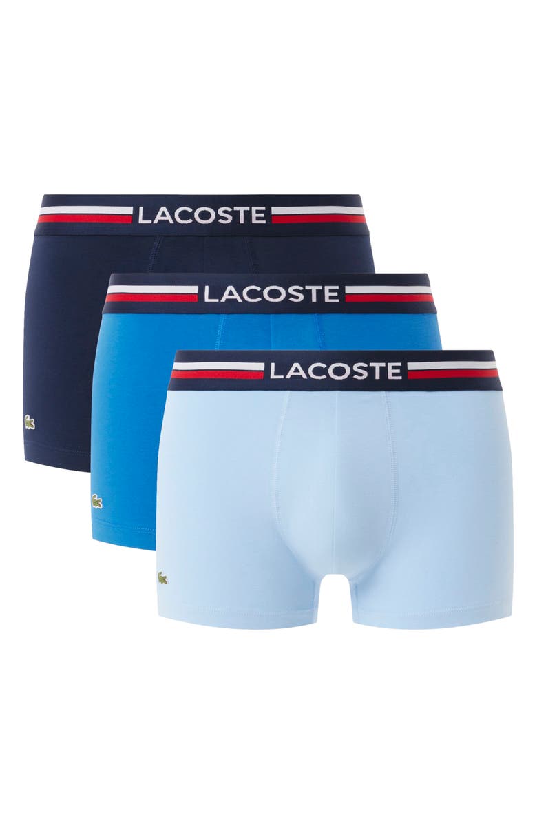 Lacoste Assorted 3-Pack Stretch Cotton Boxer Briefs, Alternate, color, Navy/ Kingdom-Overview