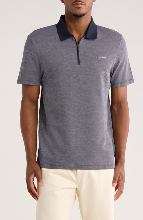 Iconic Herringbone Cotton Zip Polo