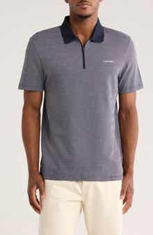 Iconic Herringbone Cotton Zip Polo