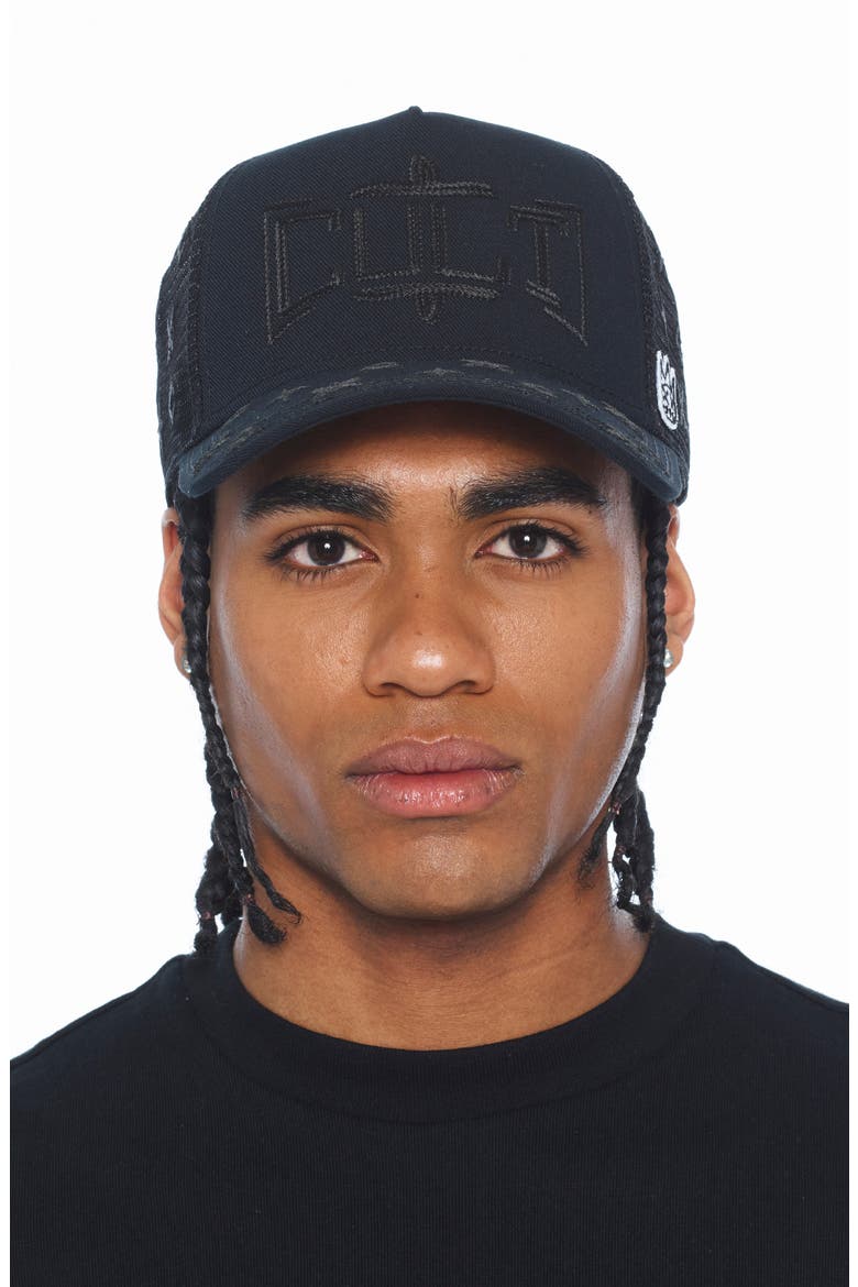 Mesh Back Trucker Baseball Cap, Alternate, color, BLACK