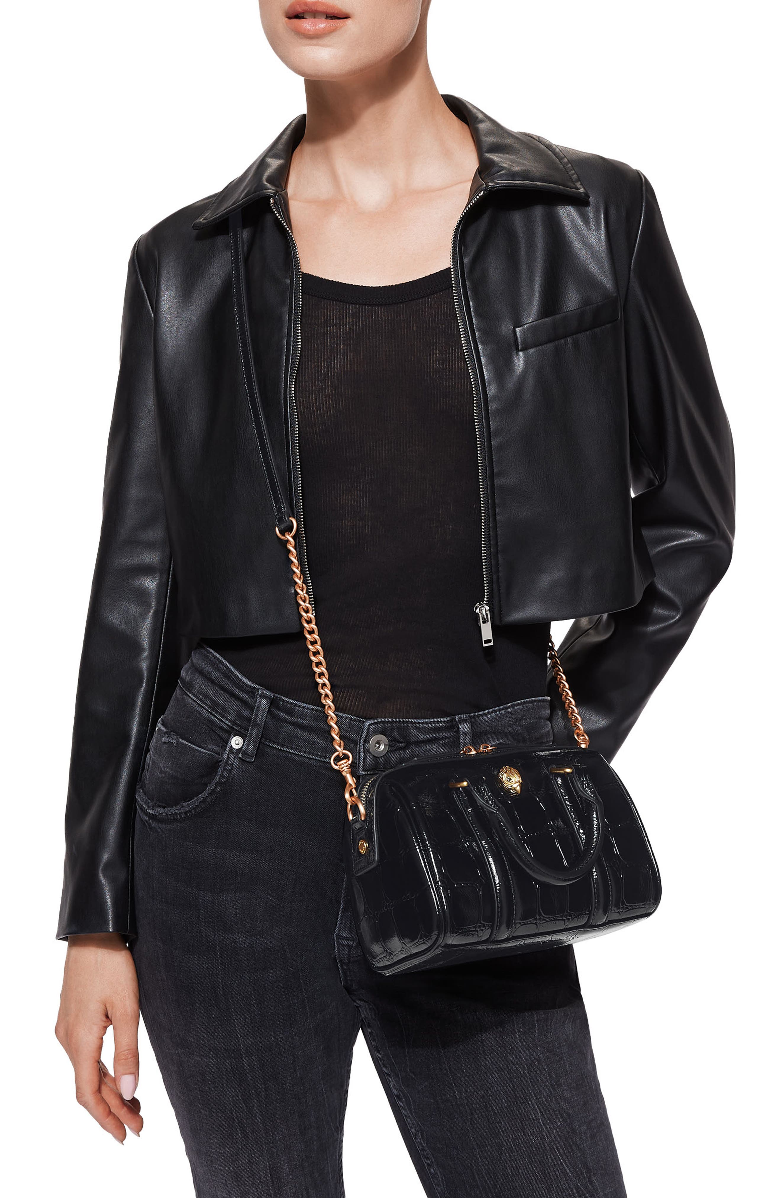 Kurt Geiger London Small Kensington Boston Croc Embossed Leather Duffle ...