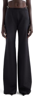 【関税&送料込】Givenchy Black Wool Blend Flared Leg Pant Givenchy - Straight-Leg Full-Grain Leather Trousers - Black
