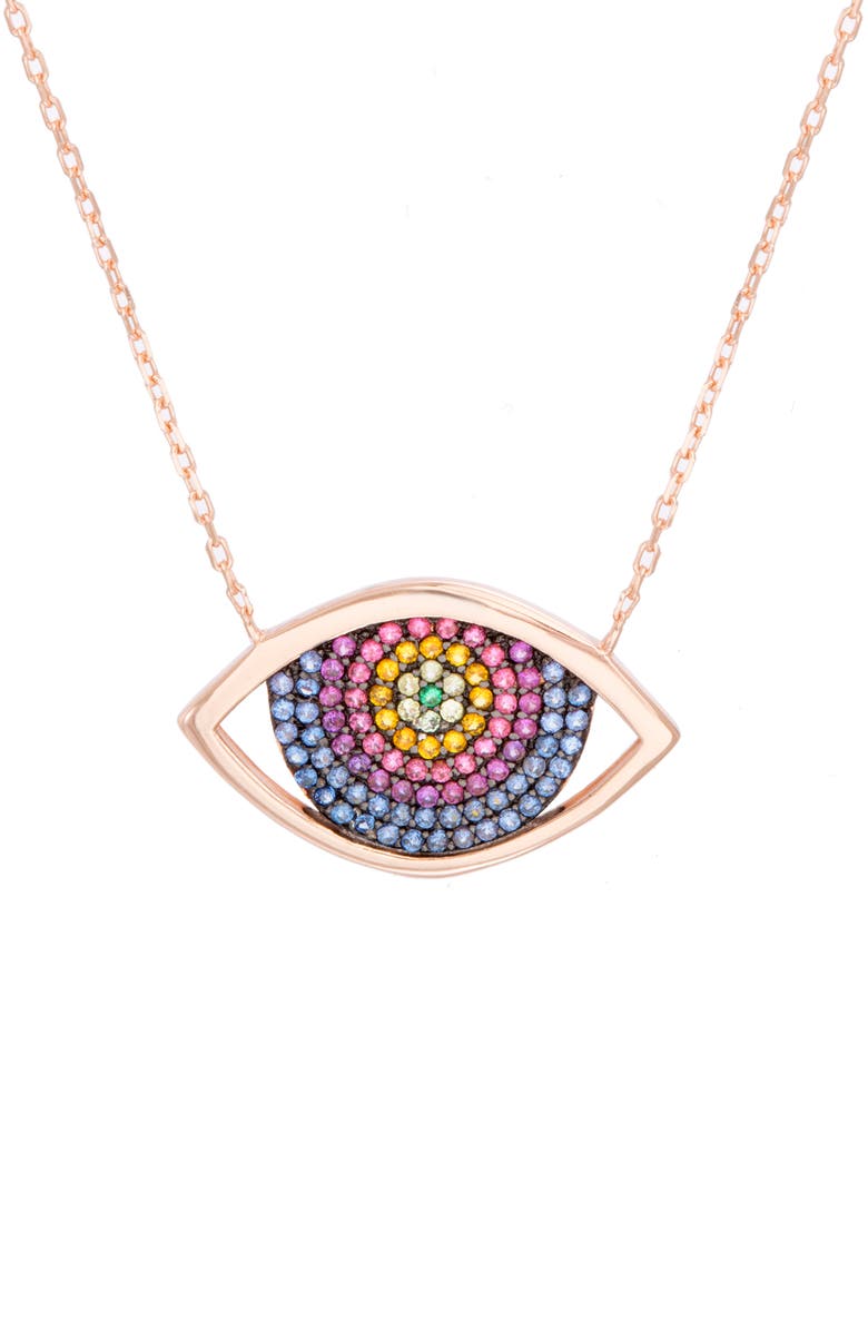 Lesa Michele Eye Pavé Crystal Necklace, Main, color, 