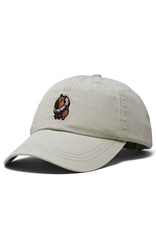 Dalix Capybara Donut Embroidered Cap In Washed Stone White