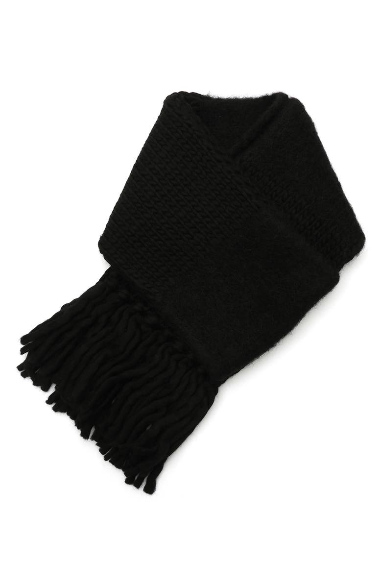 AllSaints Mix Yarn Handk-Knit Scarf, Alternate, color, Black